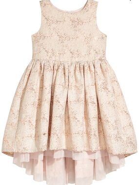 H&M Girls Jacquard Dusty Powder Pink Shimmering Formal Dress Size 7-8Y